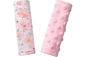 Boryokun Car Seat Strap Covers for Babies Soft Car Seat Belt Covers, Mink Car Seat Straps Shoulder Pads for Boys and Girls, Flower