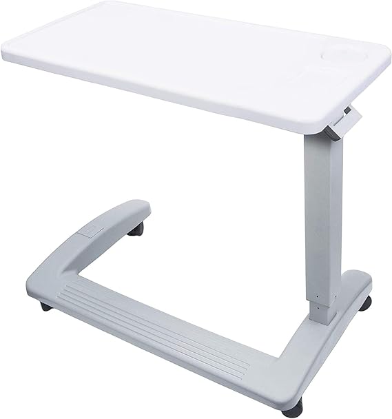 Vaunn Medical Deluxe Adjustable Overbed Bedside Table with Wheels