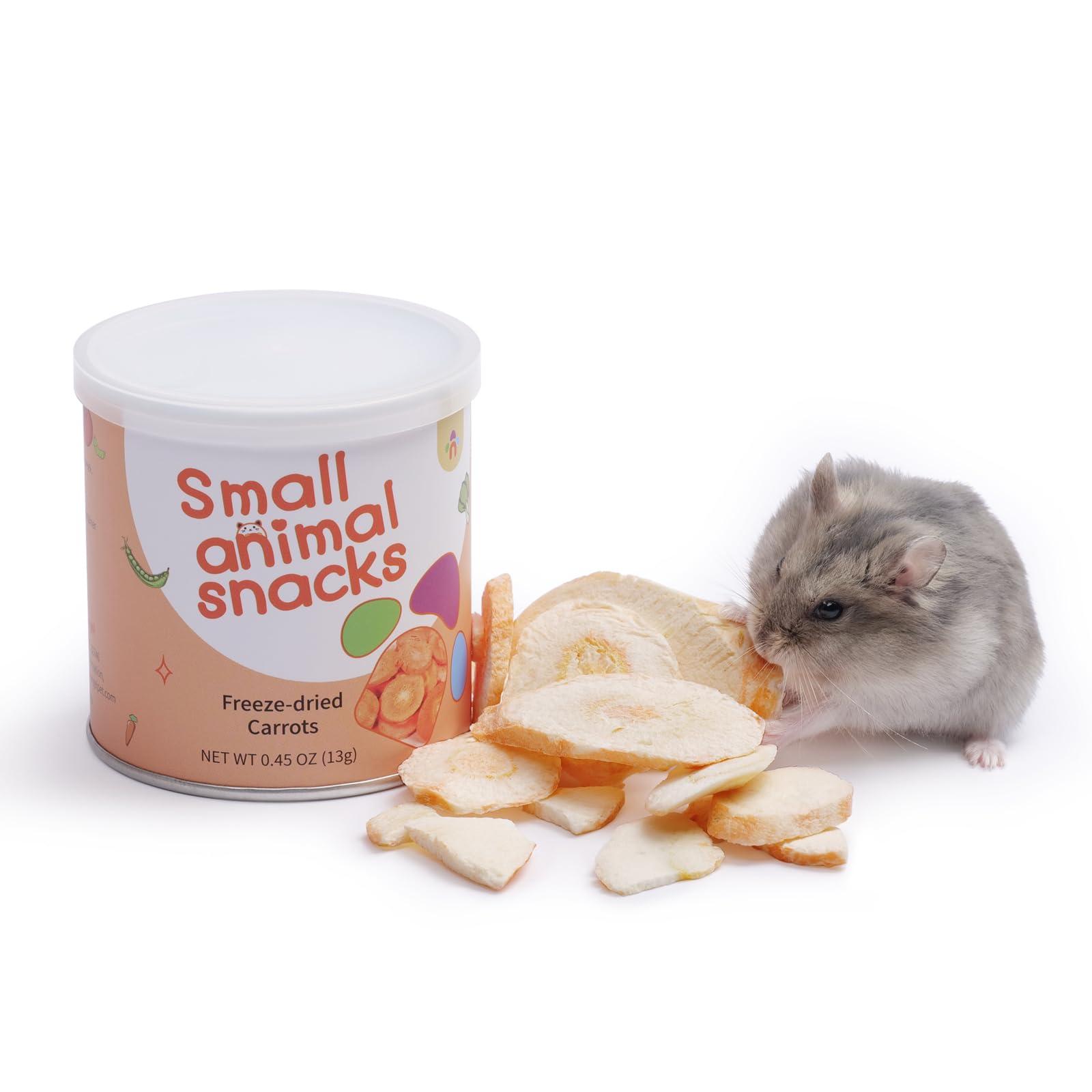 Niteangel Hamster Snack & Treats Toy - Small Animal Natural Treat for Dwarf Syrian Robo Hamsters Gerbils Mice Lemmings Degus or Other Small-Sized Pets (Freeze-dried Carrots)