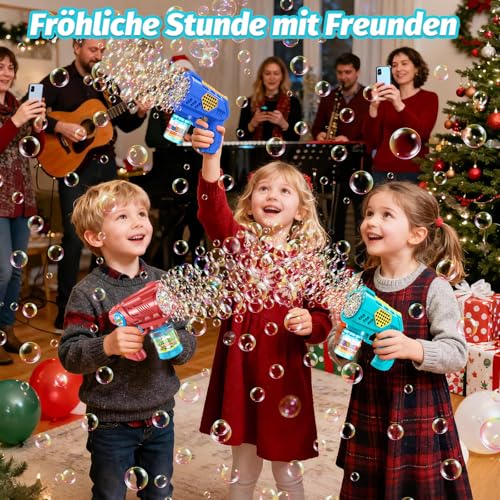 Vansky Automatic Children's Bubble Gun for Party: Bubble Machine with LED Light & 110 ml Tank One Button Start Bubble Gun with 8000+ Soap Bubbles for Children's Birthday Parties (3+ Years)