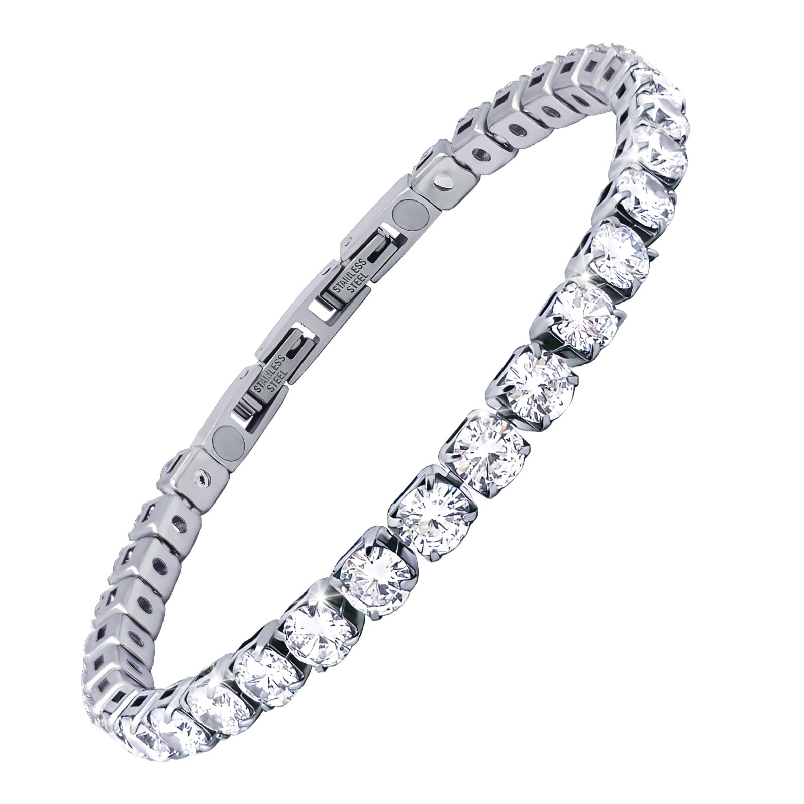 JEROOT Magnetic Bracelet,Women's Magnetic Bracelets Clasp Stainless Steel Bracelet Magnet Women's Magnetic Bracelet (white)