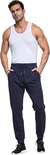 HCSS Mens Joggers Tracksuit Bottoms Navy Blue M with Zip Pockets Elastic Waist view 3
