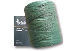 plantactic Raffia Paper Ribbon for Gift Wrapping/DIY Decoration, 328 Feet 1 Roll (Dark Green)