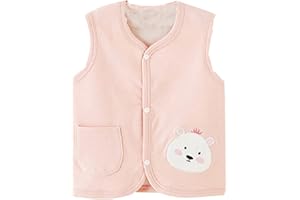 Toddler Cotton Vest Cute Button Front Sleeveless Tank Top Thick Warm Baby Boys Girls Winter Waistcoat Outwear