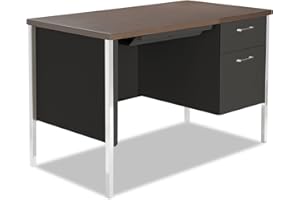 ALERA Single Pedestal Steel Desk, 45w x 24d x 29-1/2h, Walnut