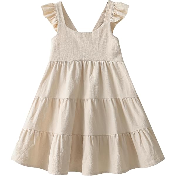 Amazon.com: PHLONA Linen Angel-Sleeve Dress - Infant, Toddler & Girls