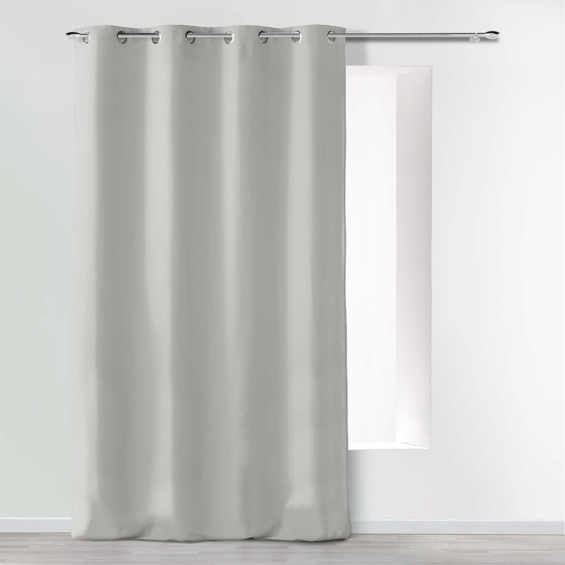 Douceur d'Intérieur Absolu Microfibre Curtain with Eyelets, Plain, Polyester, polyester, gray, 140 cm x 260 cm