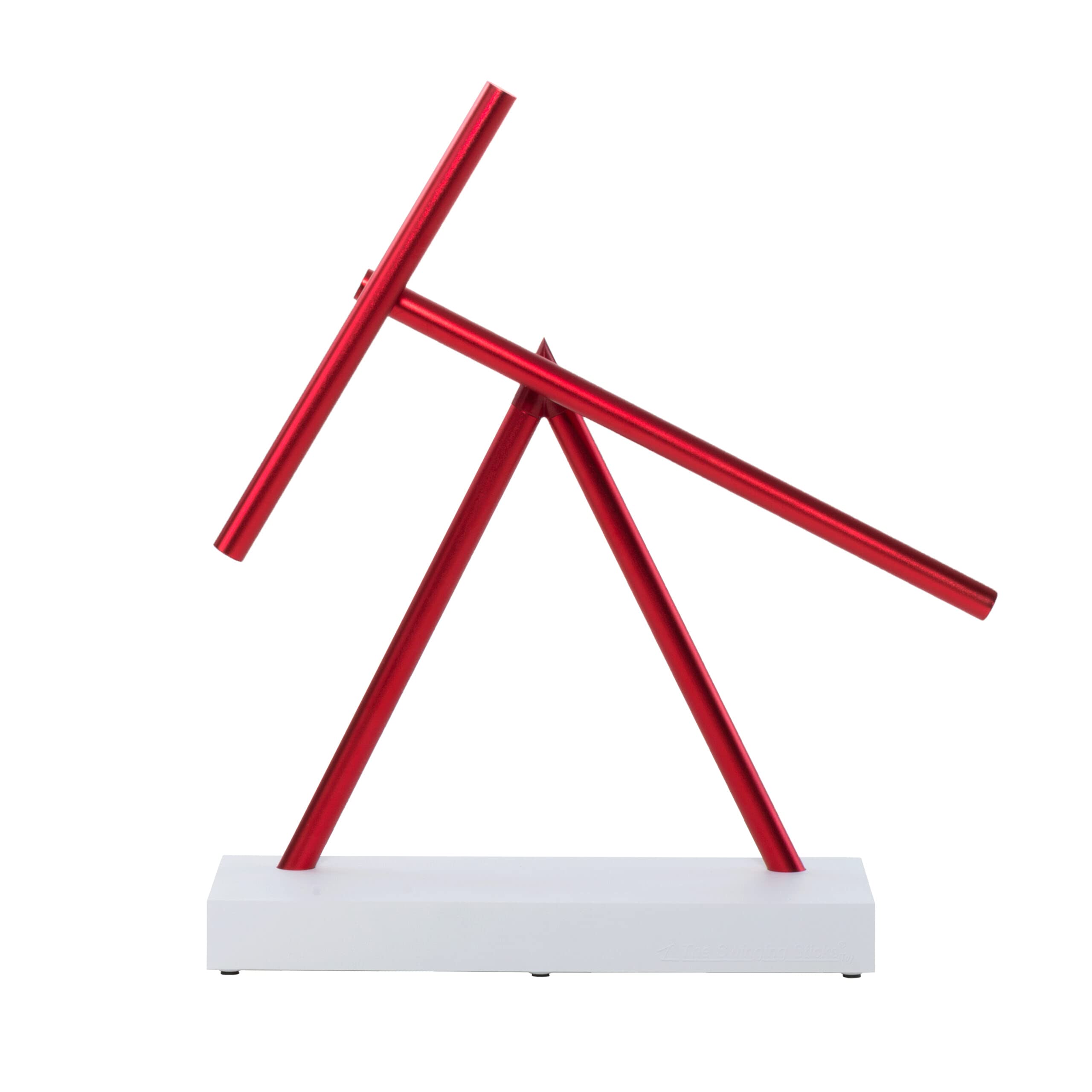 The Swinging Sticks Kinetic Energy Sculpture - Desktop Toy Version (White/Red)