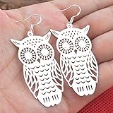 Siam panva Women Fashion Jewelry 925 Silver Hollow Owl Drop Dangle Hook Earrings Chic Gift