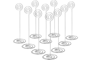 Jofefe Place Card Holders - 10pcs 8.6" Tall Table Card Holders Table Number Holders Table Picture Stand Wire Photo Holder for Place Cards Wedding Party Office Desk Name Memo Menu Clips (Silver)