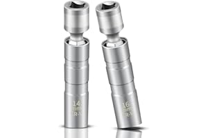 FLATRI 14mm&16mm Spark Plug Socket, 5/8 Spark Plug Socket Swivel for Maximum Flexibility, Thin Wall 12 Point Spark Plug Socket Set with Magnetic Design for Most Car Models