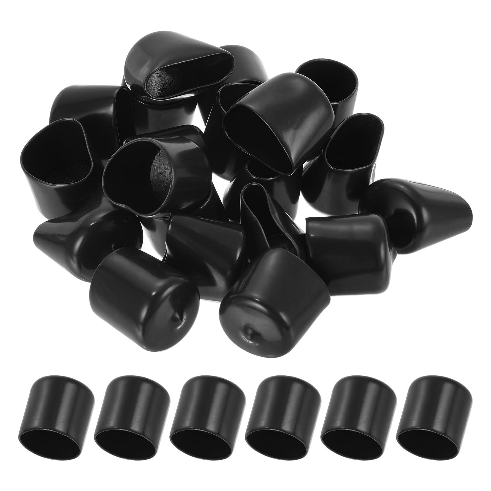 PATIKIL 25MM Vinyl Rubber End Caps, 20 Pack Flexible Bolt Screw Covers Caps Round Thread Protector Caps for Metal Tubing Rod Bolts, Black
