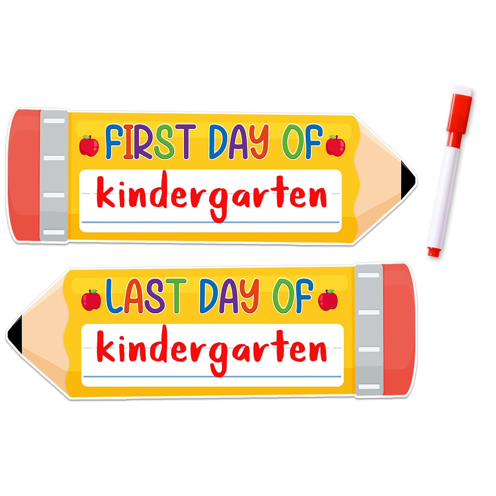 Photo 1 of JUESMOS First & Last Day of School Chalkboard for Kids Girls Boys, 4.4"x12.6" Double Sided Pencil Back to School Sign 1st Day of Preschool Kindergarten Board Sign Back to Schools Photo Prop Supplies