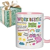 Puouoonyi Work Bestie Gifts for Women, Friendship Gift, Funny Birthday Gifts for Best Friends Coworkers, New Job, Going Away Gift, Fave Person Office Mugs 11oz