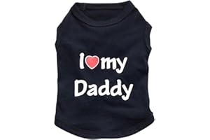 PETALL Pet Dog T-Shirt I Love My Daddy Mommy Vest Gift Costume Clothes for Small Puppy Cat Kitten Yorkshire Chihuahua Poodle Teacup Terrier Rabbit Baby Dogs (S, Black-D)