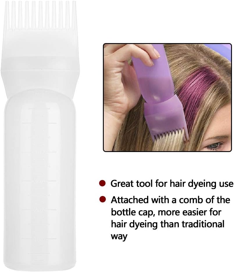Hair Dye Brush Bottle, 3 Colors Lightweight Hair Dyeing Bottle Brush Shampoo Hair Color Oil Comb Applicator Tool(white) - Image 5