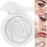 evpct Pearl White Silver Face Highlighter Makeup, White Shimmer Glitter Diamond Sparkly Highlighters Makeup Eyeshadow Palette Powder for Face Body Cheek Skin, inner Corner Eye Highlighter Make up 01