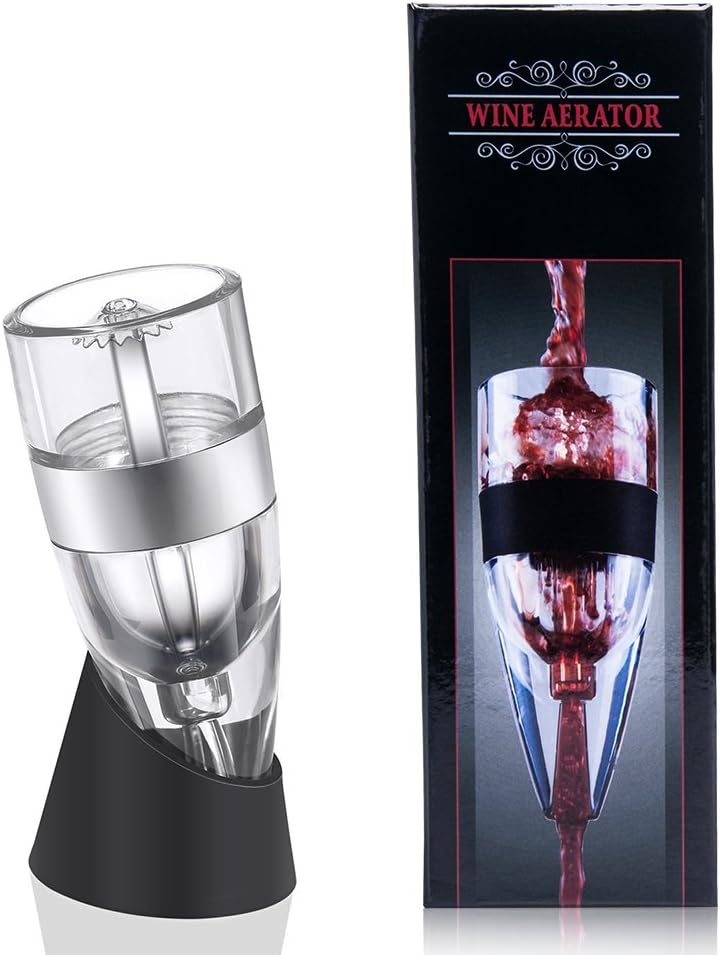 2018 update Hotder Wine Aerator Decanter with Base for Red Wine Black
