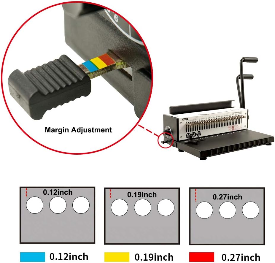 Rayson TD-1500B34R Binding Machine, Round Holes, 3:1 Pitch Wire-O Binder Punch 15 Sheets/Bind 130 Sheets with Sturdy Metal Construction : Office Products