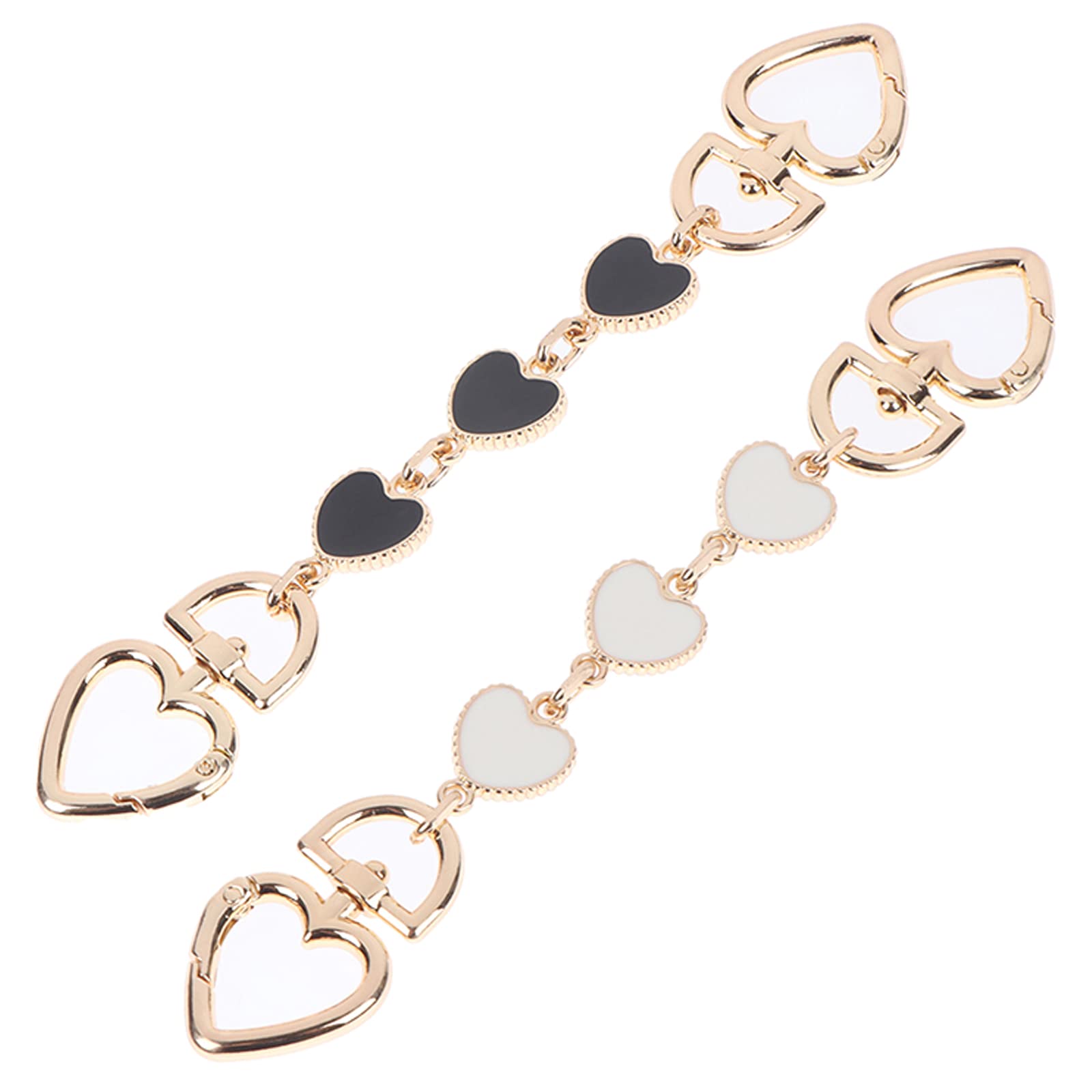 2 Pieces Bag Extender Chain Strap, MaehSab Heart Shape Cute Purse Extender Strap Charms Replacement Accessory for Purse Handbag, (Black and White)
