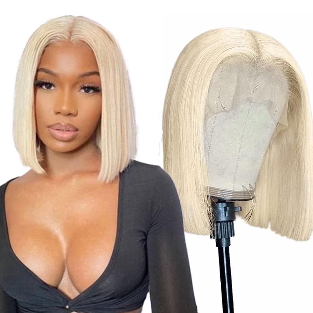 Brazilian Straight Bob Wig Human Hair 13X4 Lace Front 613 16inch bob Wigs Pre Plucked Bleached Knots Straight HD Lace Front Wig