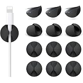 Znben 12 Pack Cable Clips, Adhesive Cord Organizer Holder for Desk Black | Removable, Strong Adhesion, Leave No Trace, Cable Management for Car Cubicle Nightstand, Home Office Essentials