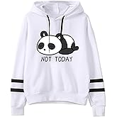 Apvirdy Teen Girls Hoodies Cute Panda Not Today Hooded Sweatshirt Womens Long Sleeve Graphic Pullover Tops