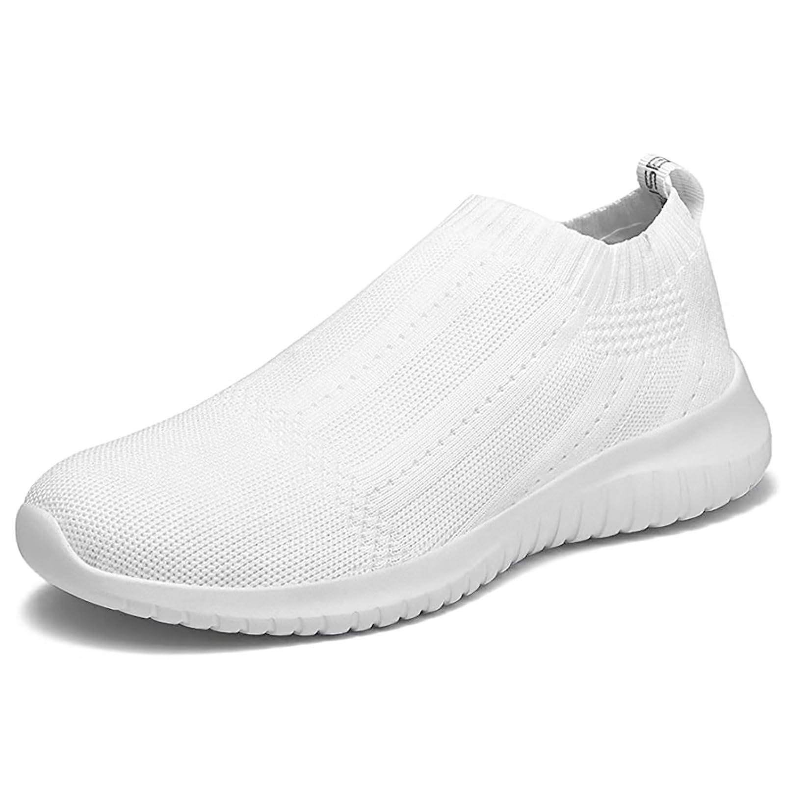 Photo 1 of TIOSEBON Women's Walking Sock Shoes Elastic Knit Lightweight Slip on Yoga Sneakers 7 US All White