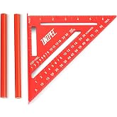 UNIPEC 7" Aluminum Rafter Square with Carpenter Pencils | Heavy-Duty Alloy, Triangle Ruler &amp; Protractor, For Woodworking, Carpentry, Framing &amp; Layout Measurements