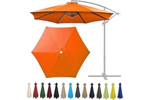 GLDDFDG 10Ft 6 Ribs Patio Umbrella Replacement Canopy (Canopy only), Canopy Replacement UV Protection Waterproof Outdoor Table Market Yard Umbrella Top Outdoor Umbrella Canopy,Orange,10FT
