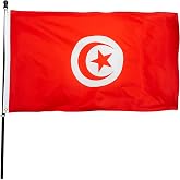 DANF Tunisia Flag 3x5 Ft Thick Polyester | Fade Resistant, Brass Grommets, Canvas Header Tunisian Banners with 3 X 5 Feet