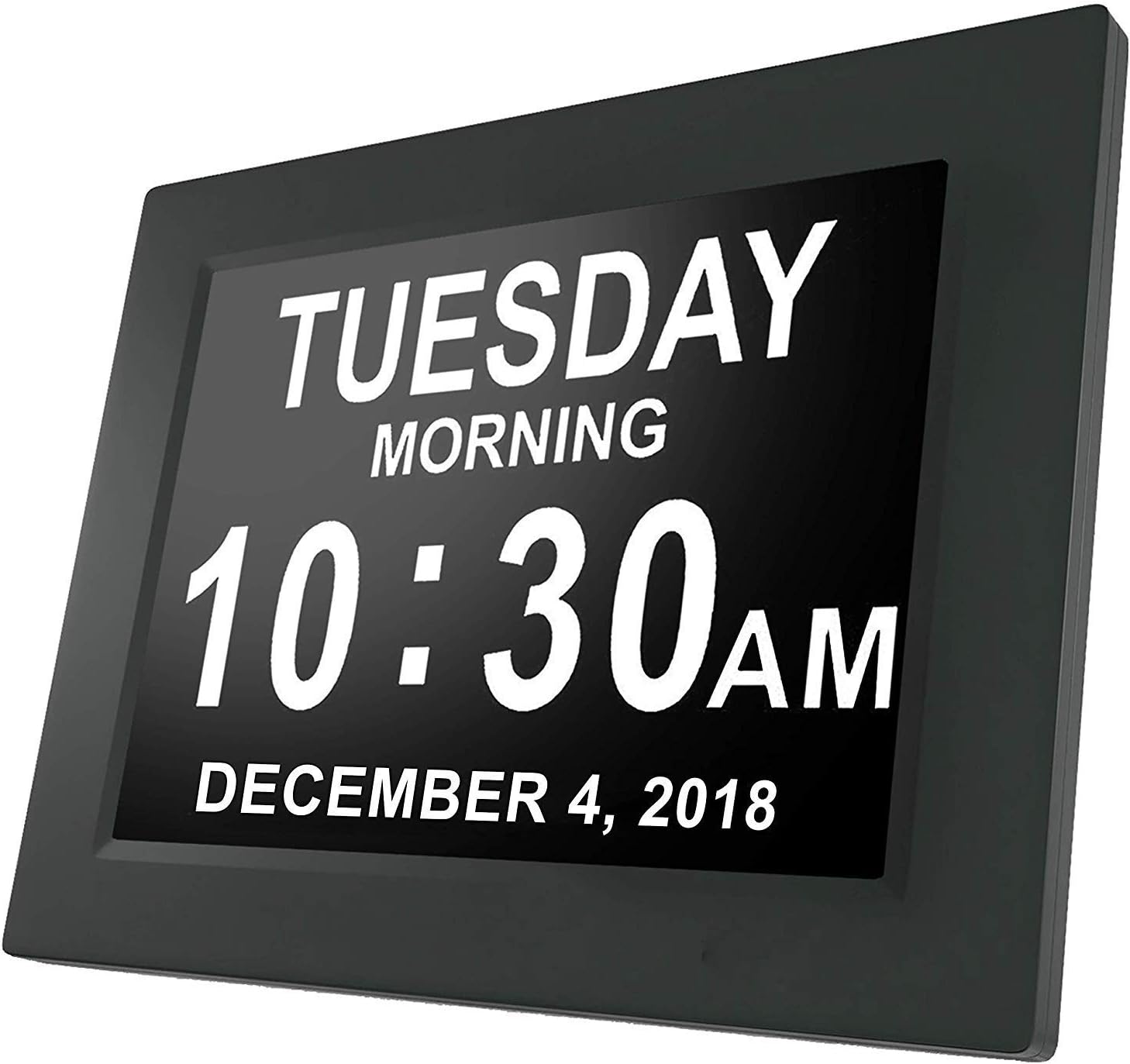 [Newest Version] American Lifetime Day Clock - Extra Large Impaired Vision Digital Clock with Battery Backup & 5 Alarm Options (Solid Black)