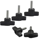 ISDVBUY M6 x 20mm Black Z Type Handle Thumb Screw, 5 Pack | Stainless Steel, T-Shaped Wing Adjustable Knob, Plastic Head Mechanical Handle Bolts