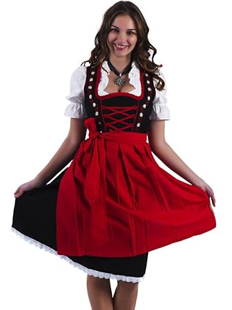 Alpenmärchen 3tlg. Dirndl Set - Trachtenkleid, Bluse, Schürze, Gr.32-60