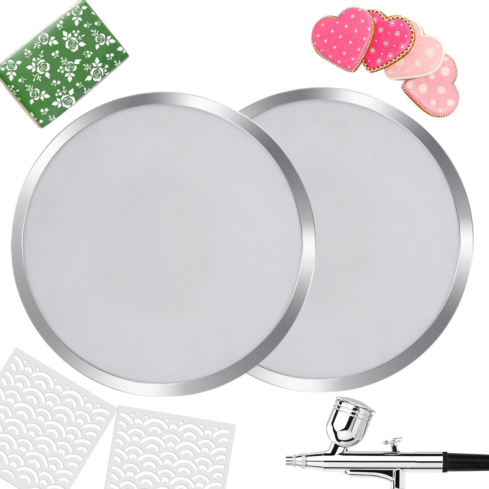 Photo 1 of 2 Pack Cookie Stencil Screen, Tool for Cookie Stenciling & Airbrushing, Use on Its Own or with a Cookie Stencil Holder, Cookie Decorating Supplies, Made with Food-Safe Stainless Steel