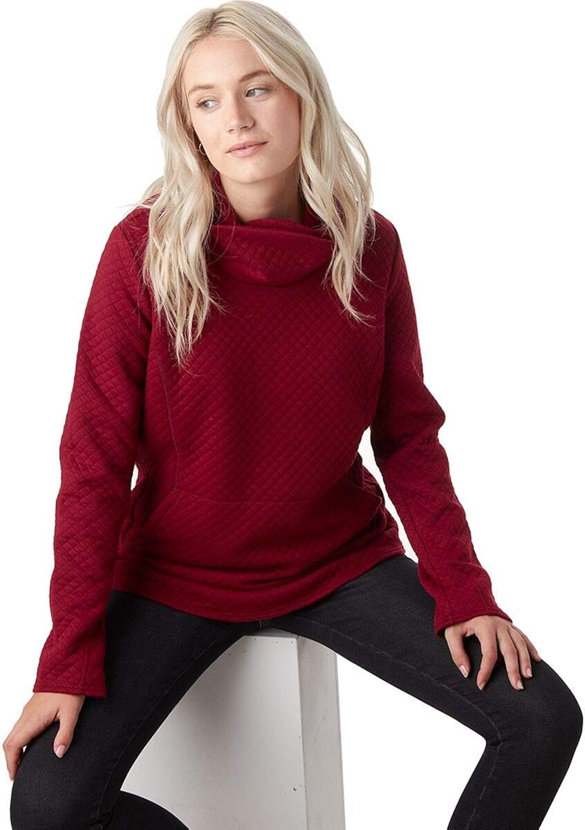 quilted cowl neck pullover