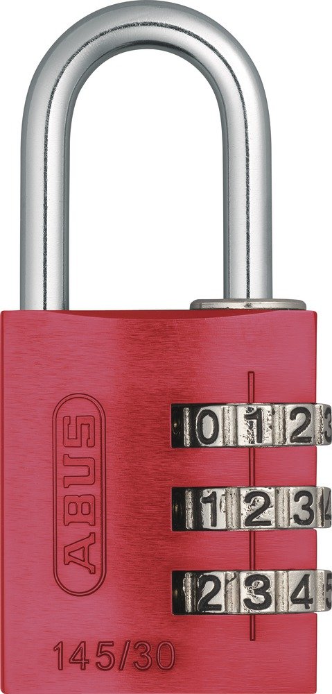 ABUS Combination Lock 145/30 red - Luggage Lock, Locker Lock and Much More. - Aluminium Padlock - Individually Adjustable Numerical Code - ABUS Security Level 3