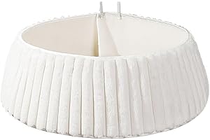 Christmas Tree Collar White Luxury Plush Tree Collar with Stripe Textured Pattern Boho Christmas Decorations for Indoor Home 