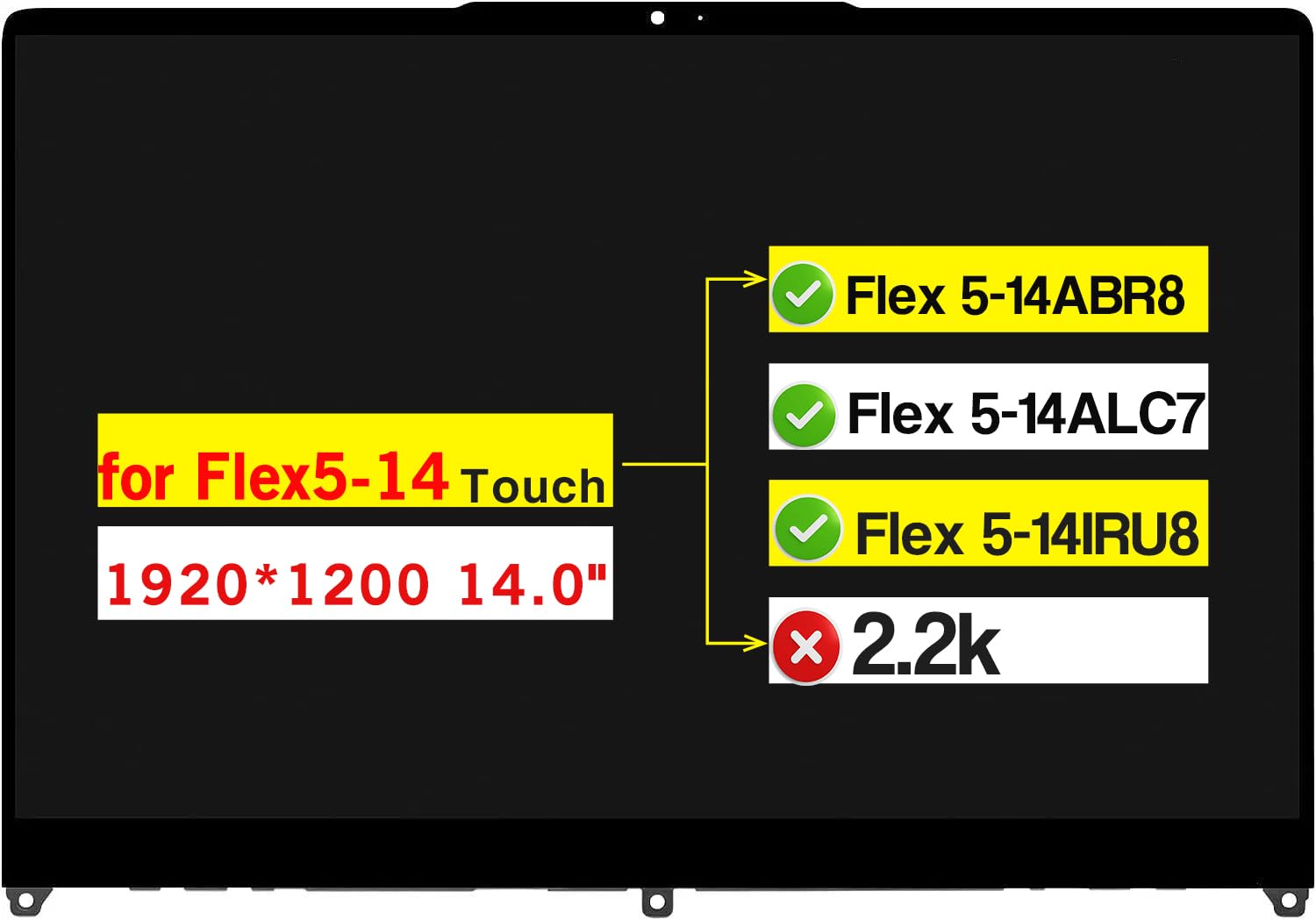 Photo 1 of 14.0" Digitizer Assembly for Lenovo IdeaPad Flex 5-14ABR8 5-14ALC7 5-14IAU7 5D10S39787 5D10S39788 5D10S39785 1920 * 1200 LCD Touch Screen Replacement (Not 2.2K)