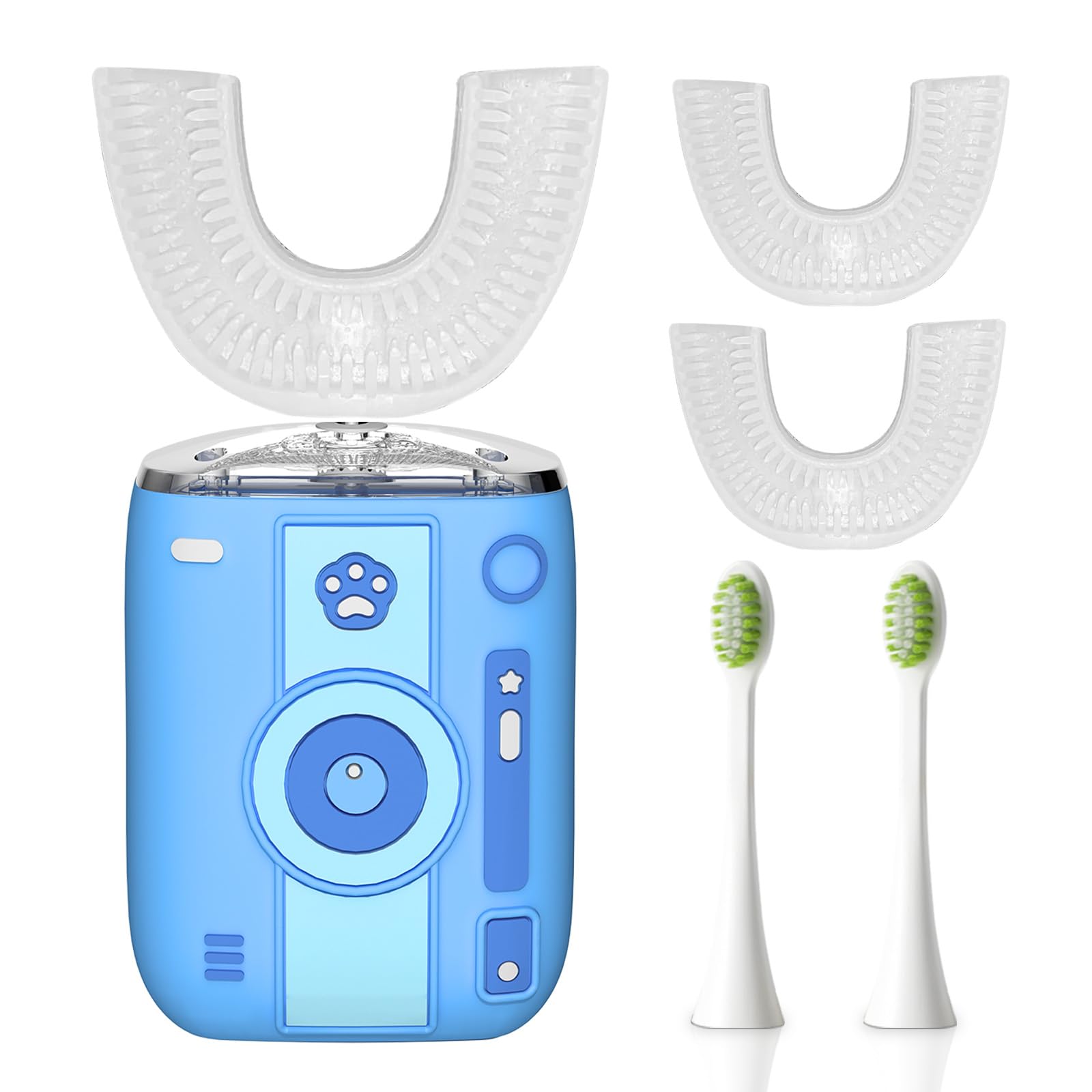 Photo 1 of yeklike Adult Sonic Automatic Electric Toothbrush, 360° Oral Cleaning Stain Whitening, IPX7 Waterproof Rechargeable, u-Shape Brush Head*3+Straight Handle Brush Head*2, Suitable for Travel or Home Use