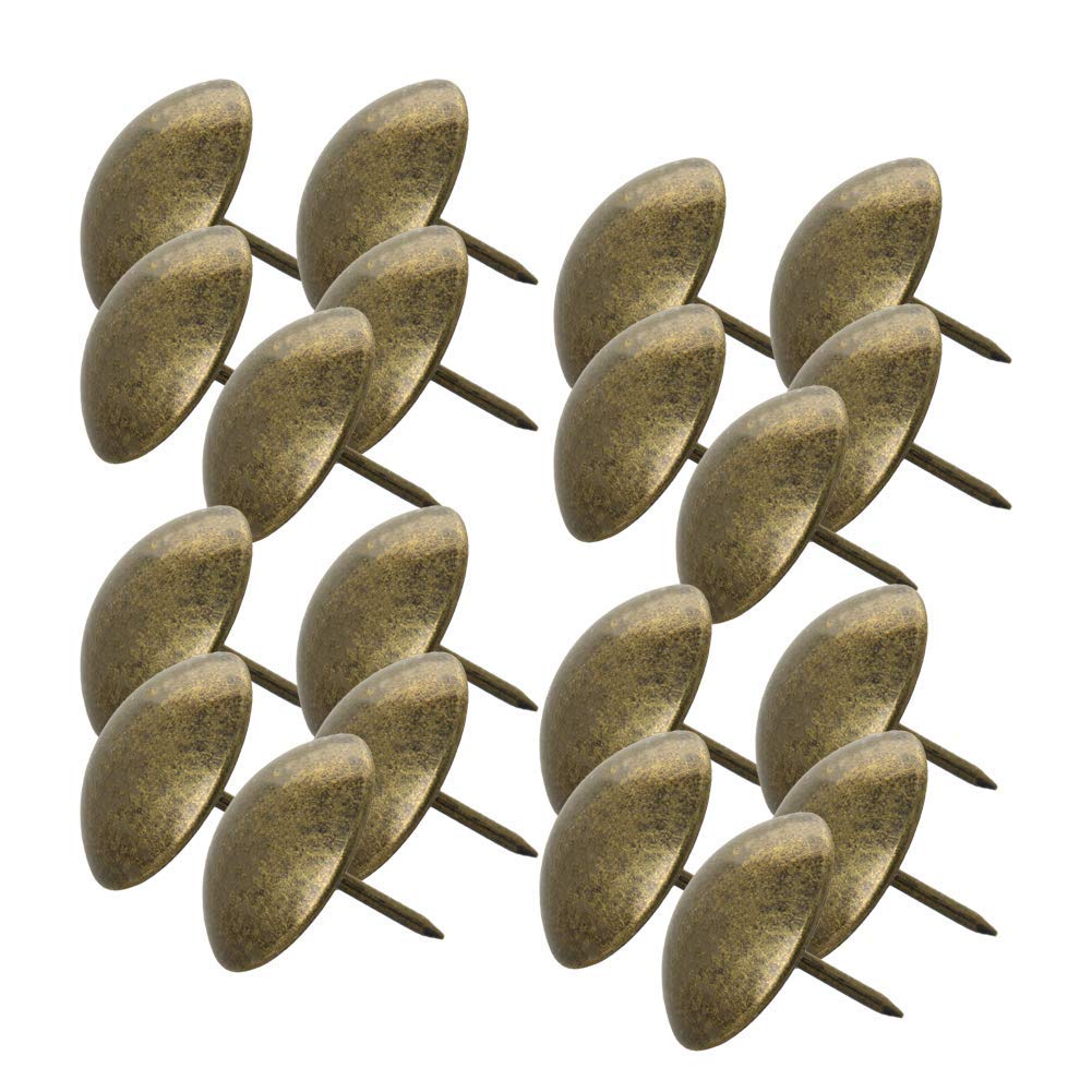 MroMax Upholstery Nails Tacks 25mm Head Dia 25mm Length Antique Round Thumb Push Pins for Furniture Sofa Headboards, Bronze Tone 100 Pcs
