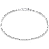 Aka Gioielli - Solid 925 Sterling Silver Italian 2mm Braided Rope Chain - Bracelet for Women and Men - Made in Italy