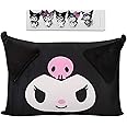 Cartoon Cute Pillowcase Anime Double Sided Plush Pillowcase Girl Bedroom Decoration Cute Cotton Pillowcase + Cute Cartoon Hairpin (Black)