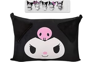 Shuyun Cartoon Cute Pillowcase Anime Double Sided Plush Pillowslip Girl Bedroom Decoration Kawaii Cotton Pillowcase + Cute Hairpin (Black)