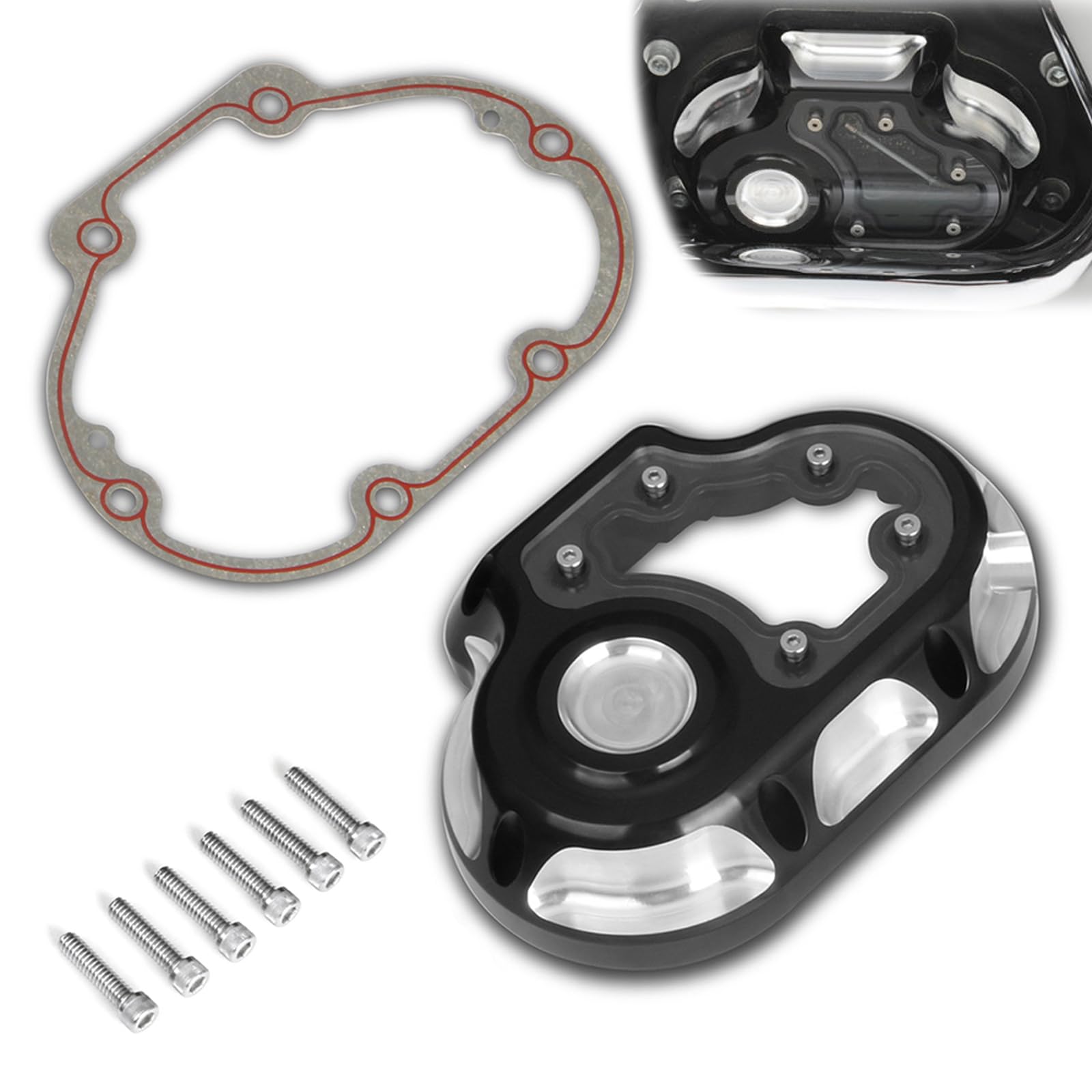 Photo 1 of Clarity Transmission Side Cable Clutch Cover for Harley Dyna Street Bob Softail Fat Boy FLSTF 07-17 FLHTC FLHTCU Street Glide FLHX 07-13 (Contrast Cut)