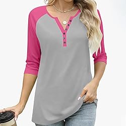 Womens 3/4 Sleeve Tops and Blouses Plus Size
