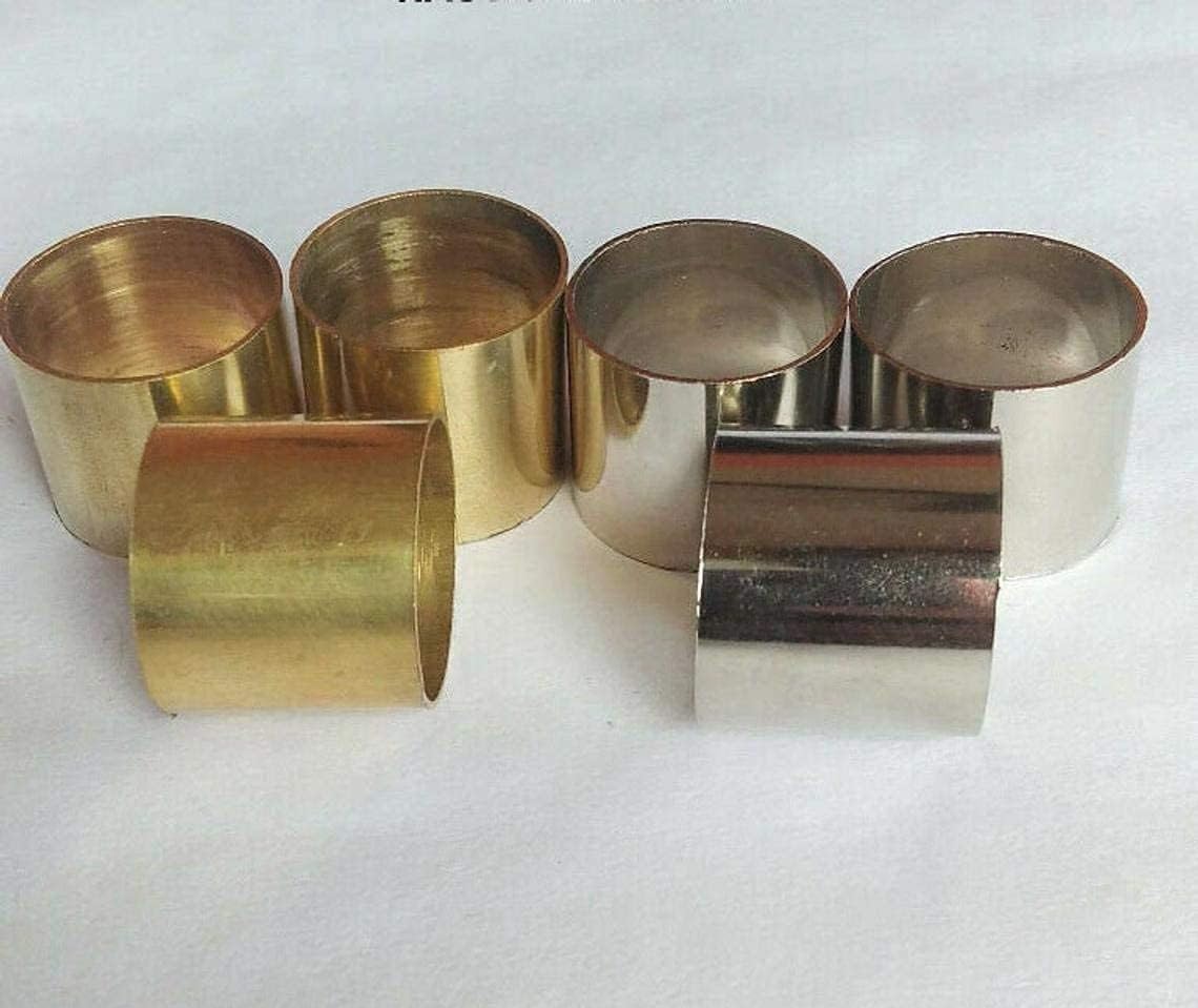 Lot of 6 Solid Brass & Silver Ferrules Collars Ring Shaft Walking Stick-Spare Part Accessories For Wooden Walking Sticks-Cane