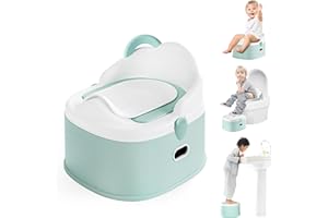 CheerTry 3-in-1 Toddler Potty Training Toilet & Detachable Training Seat & Sturdy Step Stool, Larger Potty Chair for Boy & Girl with Comfortable Backrest, Armrests, Splash Guard