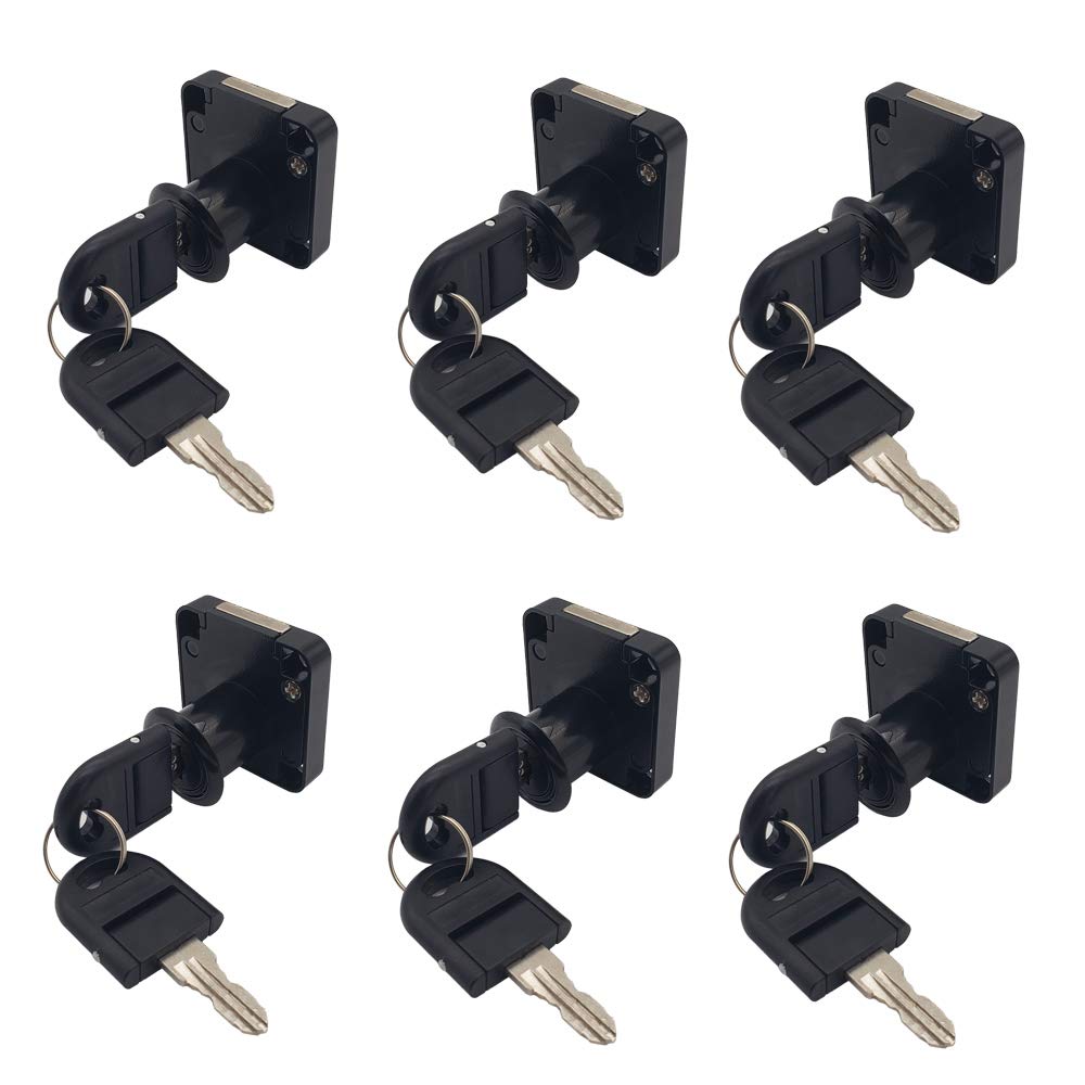 Photo 1 of 6 Sets PUROCEAN keyed Alike Desk Drawer Lock Furniture Lock for Cabinet Wardrobe Cupboard Toolbox Drawer Desk with Size 7/8"(22mm) (Black)