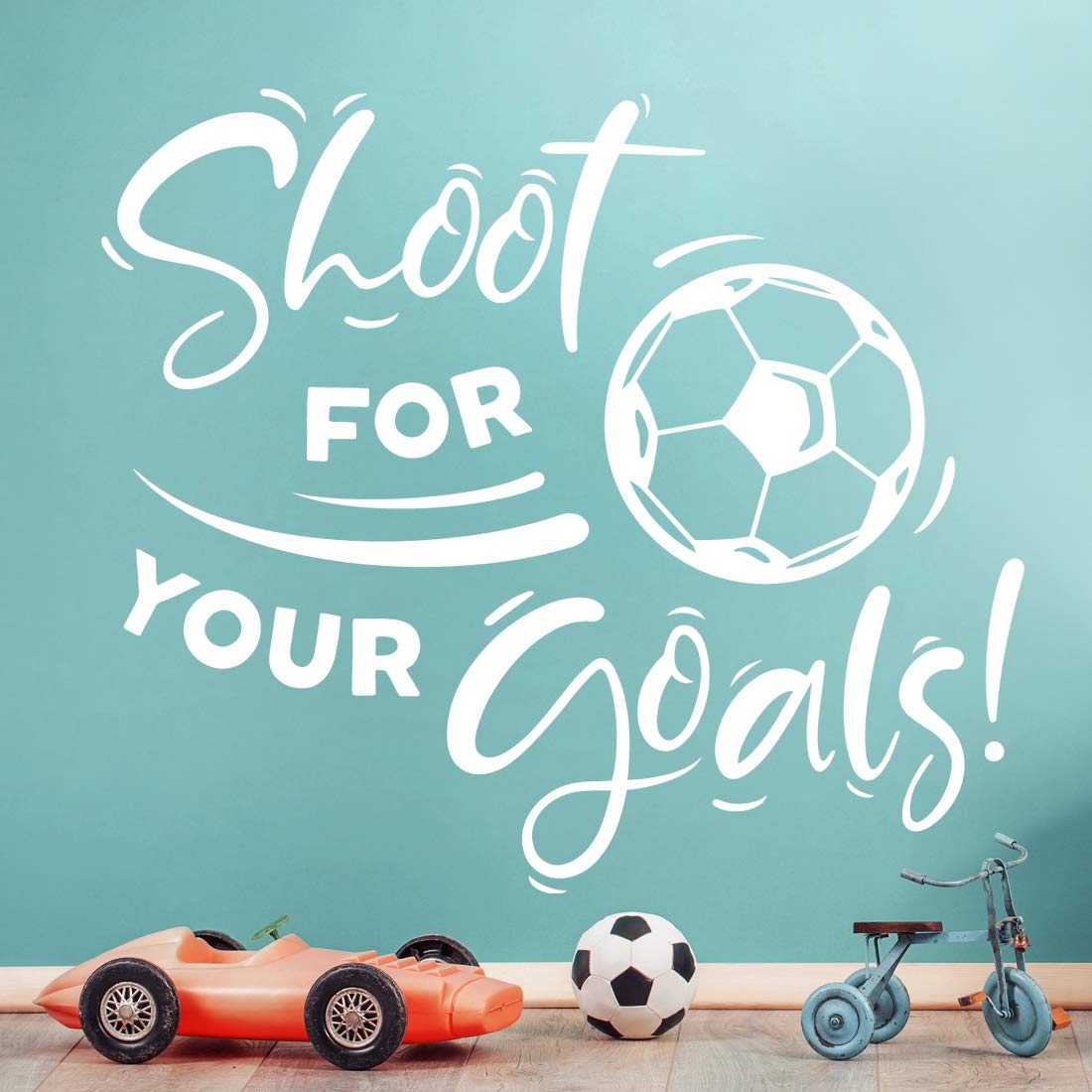 Shoot for Your Goals Football Wall Sticker Boys Mural Wallpaper Living Room murals Decal Posters Vinyl Kid Poster boy Stickers Kitchen Decor Art Accessories Walls Decals Teen bedrooms Sports Gym